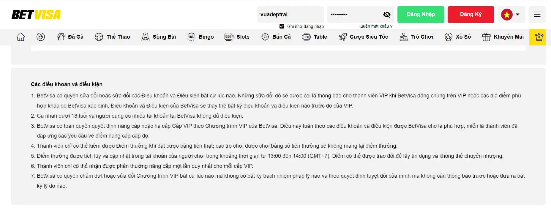 VIP Betvisa - Đặc Quyền VIP